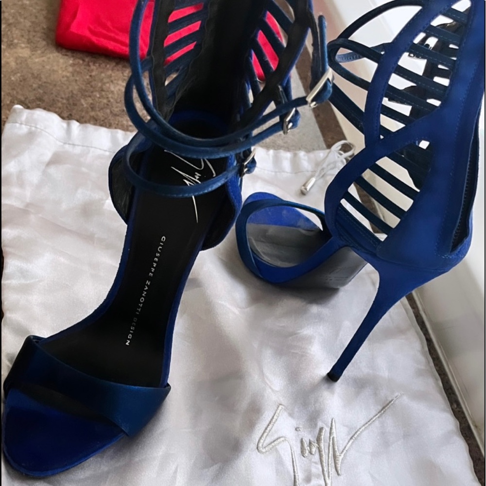Giuseppe Zanotti Blue Suede Stilettos